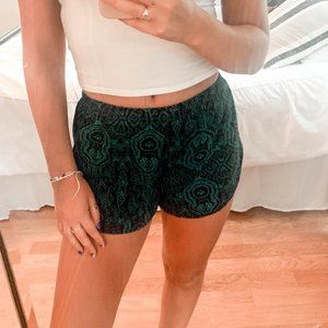 Black and Green Flowy Shorts